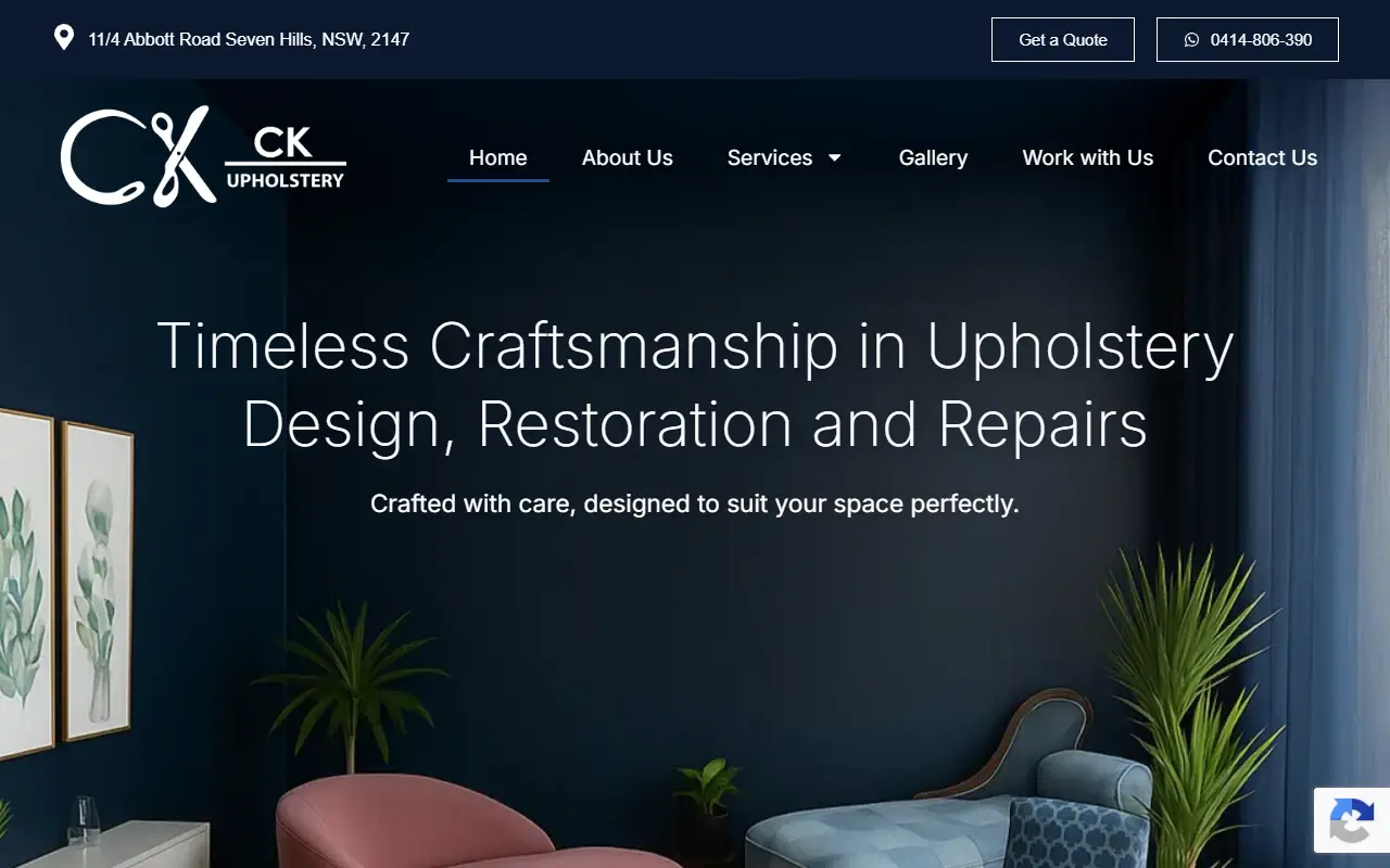 The CK Upholstery website